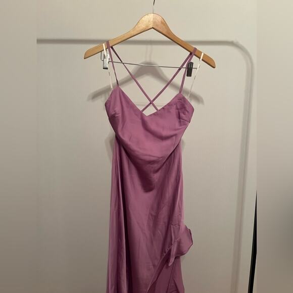 Lavender Satin Flounce-Hem Maxi Dress size XS NEW wedding guest dress - Picture 9 of 10